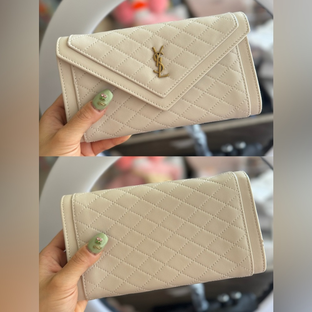 Authentic Cream YSL LONG WALLET